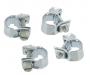 Paruzzi number: 500143 Mini hose clamps (4 pieces)
Clamping range: 9 mm 
Width: 10 mm 
Wrench size: 6 mm 